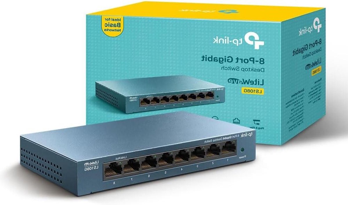 Gigabit Ethernet Switch - Netwerk Hub - Netwerk Uitbreiden - Stalen Behuizing Ventilatorloos - 8 Poorten - Groen