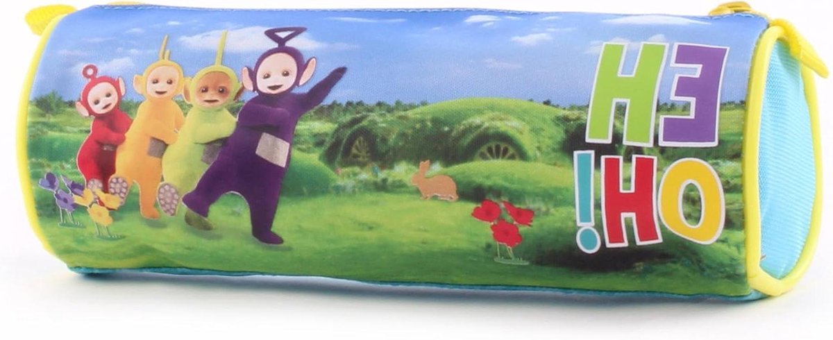 Teletubbies Etui - Pennendoos Ronde Pouch - Schoolspullen Opbergen - Grappig Kleurrijk Design - 20 cm - Blauw