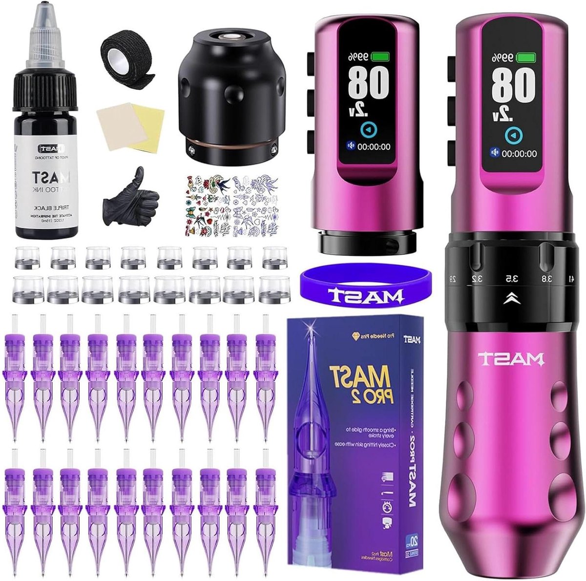 Draadloze Tatoeermachine - Tattoo Pen Set - Professioneel Tattoeëren - Verstelbare Slaglengte - 2.5-4.5mm - Zwart