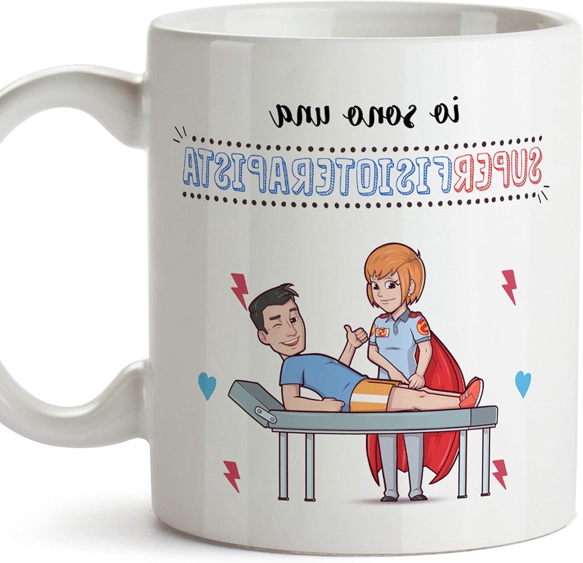 Mok Fysiotherapeut - Koffiemok Vrouw - Koffie Drinken - Magnetronbestendig - 16 x 11 x 12 cm - Wit