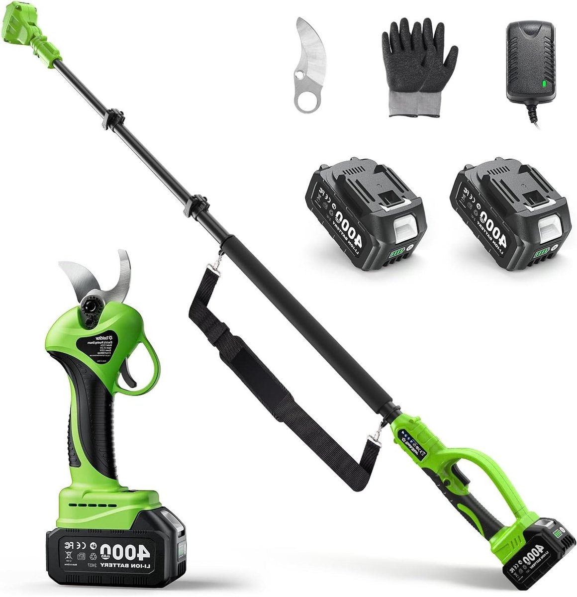 Elektrische Takkenknipper - Takkenschaar Snoeischaar - Takken Snoeien - Telescoopstang Verstelbaar - 30 mm Snijcapaciteit - Groen