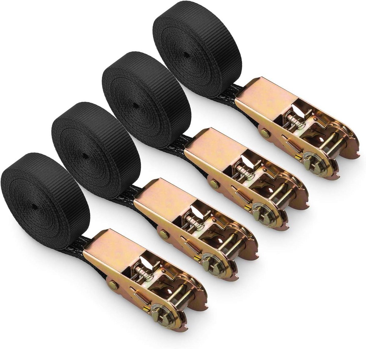 Spanbanden Polyester - Sjorbanden Ratelbanden - Veilig Transport - Hoge Sjorkracht - 6m x 25mm - Zwart