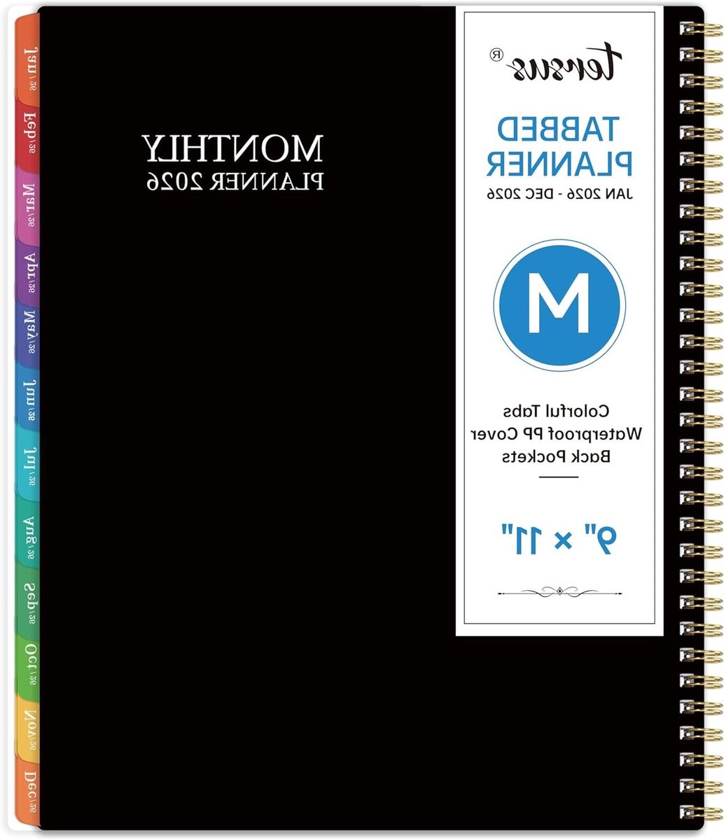 Maandplanner 2026 - Kalender 2026 - Jaar Plannen - Kleurrijke Tabbladen - 9 x 11 inch - Groen