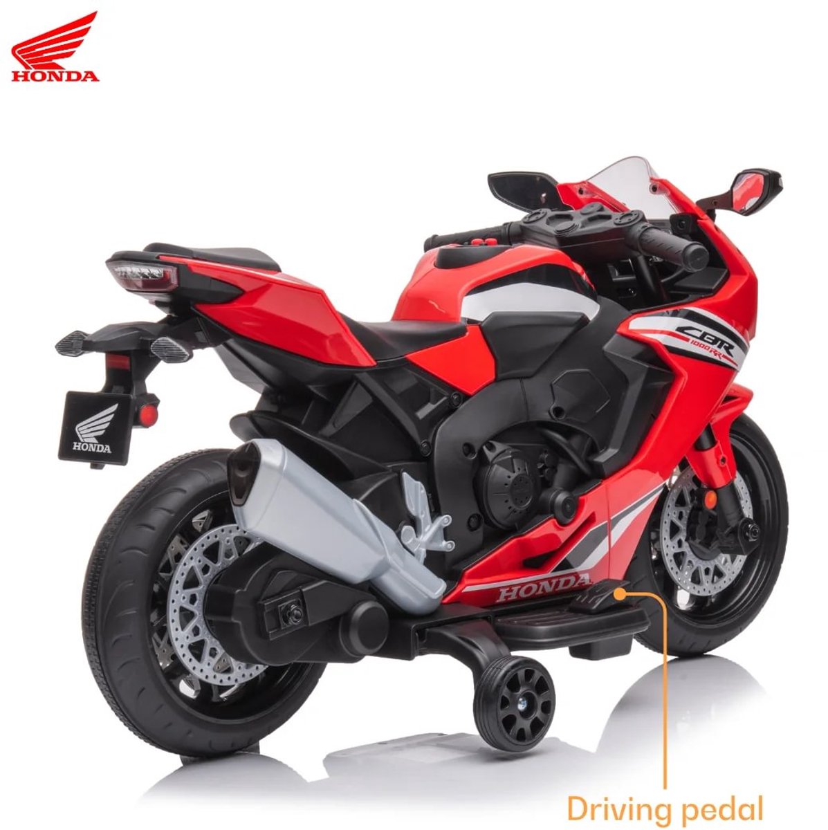 Honda CBR 1000RR Full Option Elektrische Kindermotor 2 tot 5 jaar – Officieel Gelicentieerde Motor met LED-Koplamp & Claxon – Li-ion Kindermotor met Verwijderbare Zijwieltjes & Realistische Geluiden – Rood — afbeelding 11