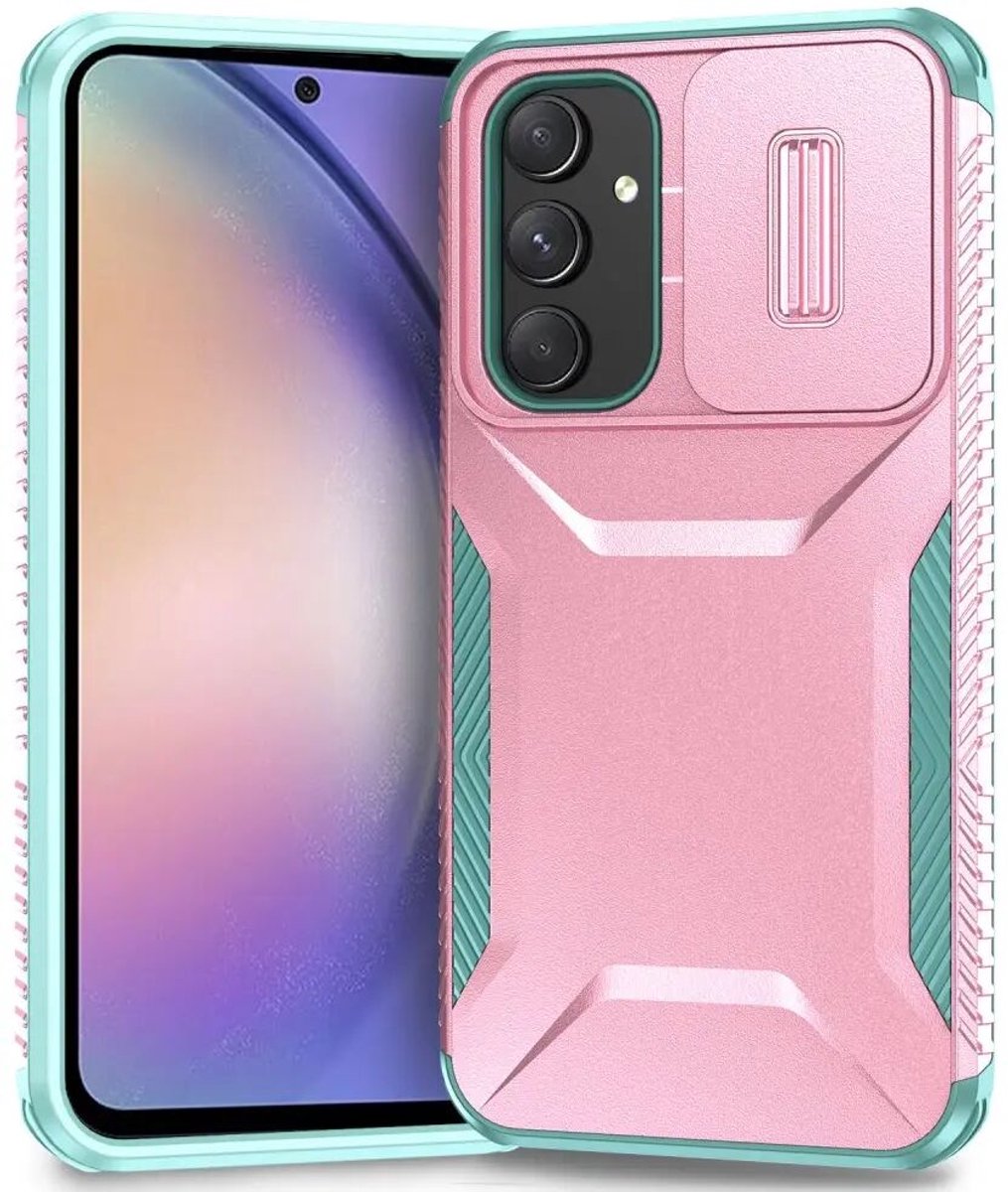 Hoesje Geschikt voor Samsung Galaxy A54 | Back Cover met Camera Slider | Schokbestendige Case | Camera Cover | Stevig | Roze
