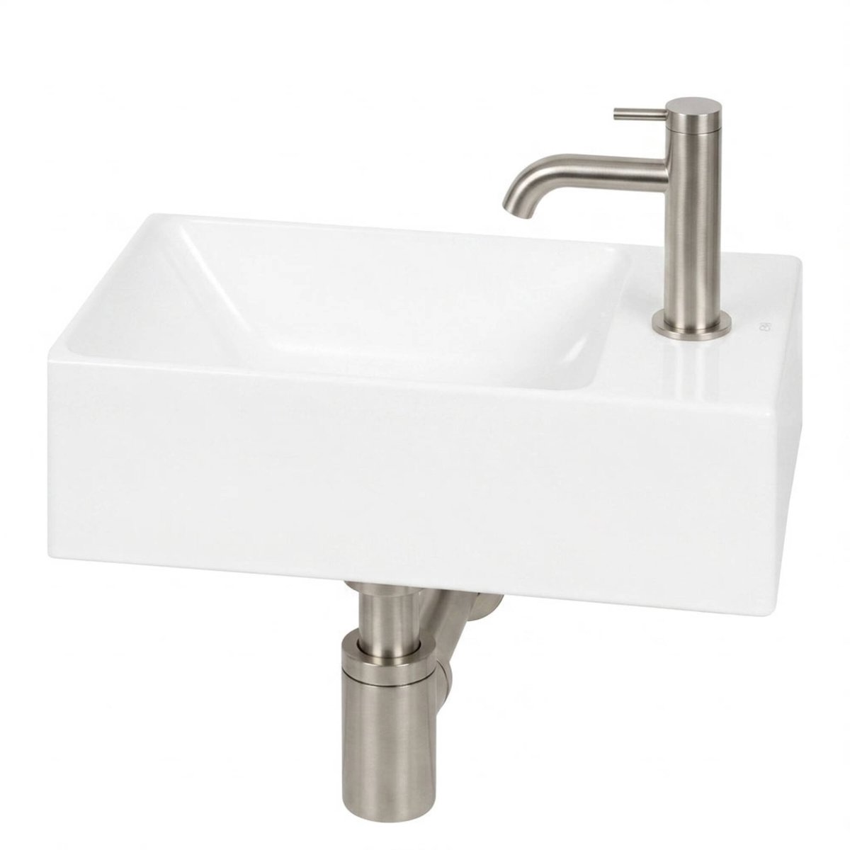 Ben Stelvio fonteinset mat wit keramiek incl. rvs-look kraan rechts