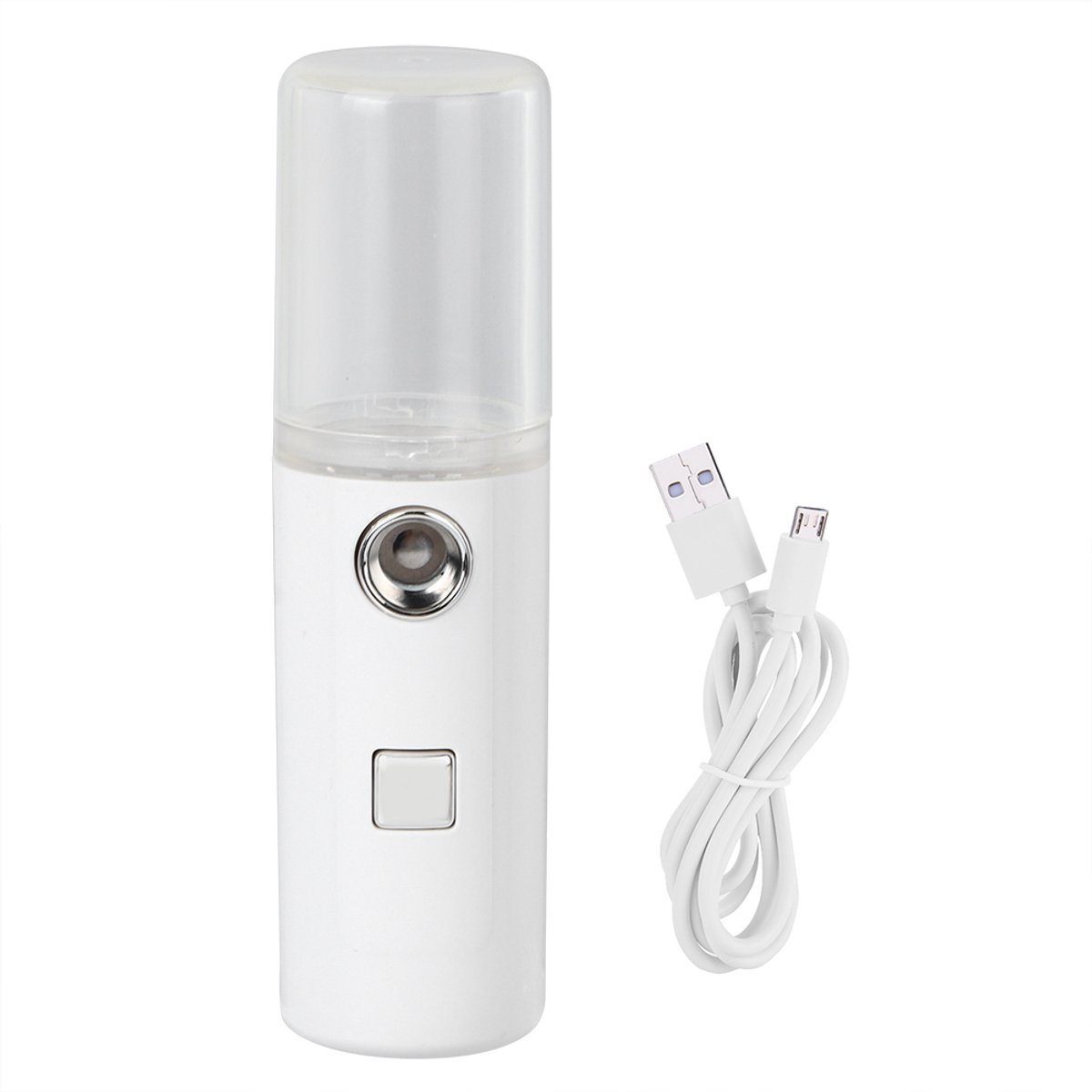 Draagbare USB-gezichtsvernevelaar (Nano-mist) - Huidverzorgingstool - Wit met transparante kap