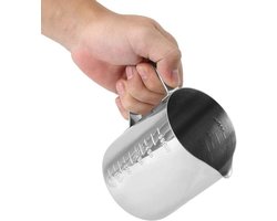 Opschuimkan Melk - Koffiekan Barista - Latte Art Creëren - Met Maatstrepen - 550 ml - Zilverkleurig