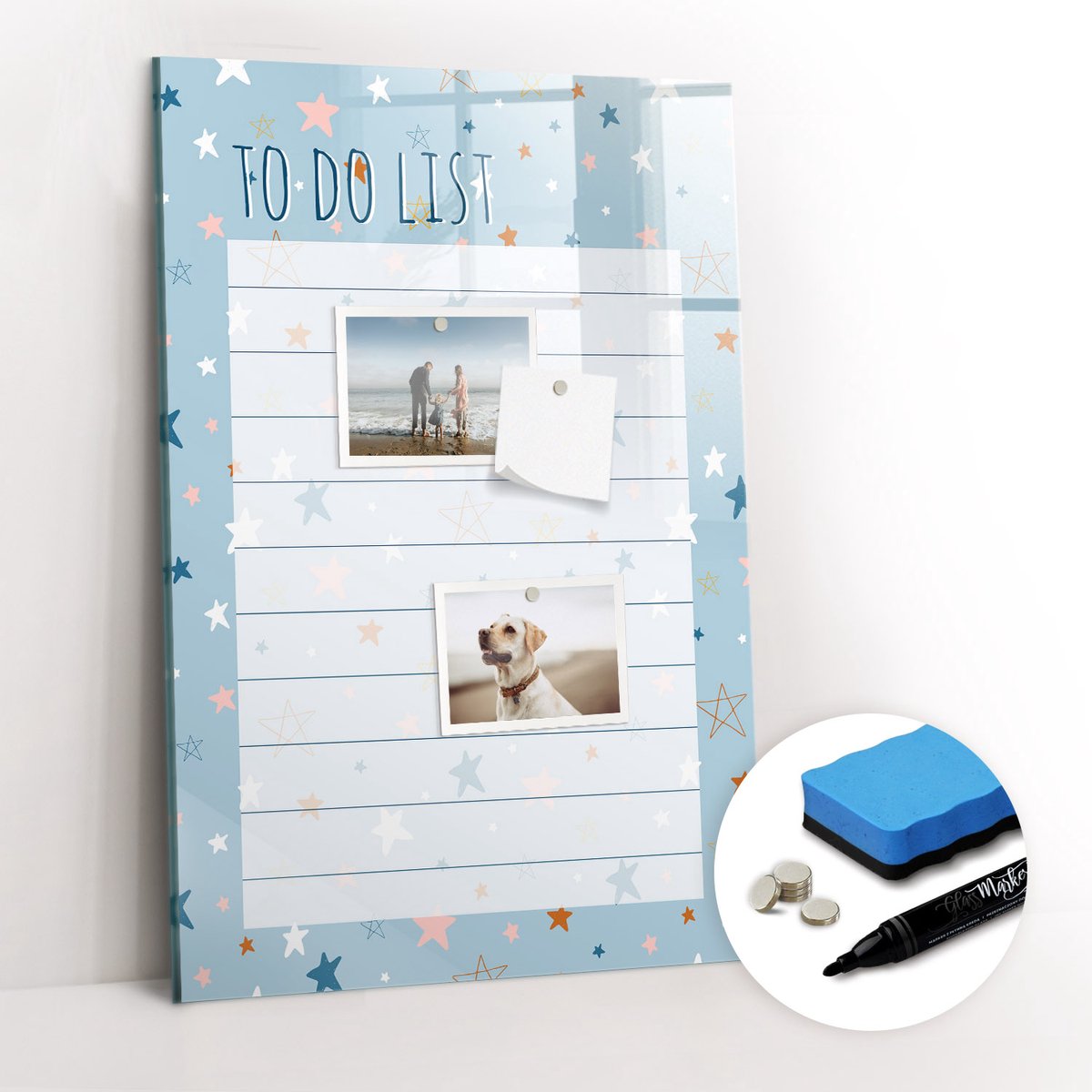 Tulup Whitebord - Takenplanner voor op kantoor - 40 x 60 cm - Blauw Magnetic Board - Gratis 5 Sterke Magneten + Whiteboard Marker & Wisser - Decoratief Magnetisch Bord - Memo Magneetbord - Ideeënbord Thuiswerkplek