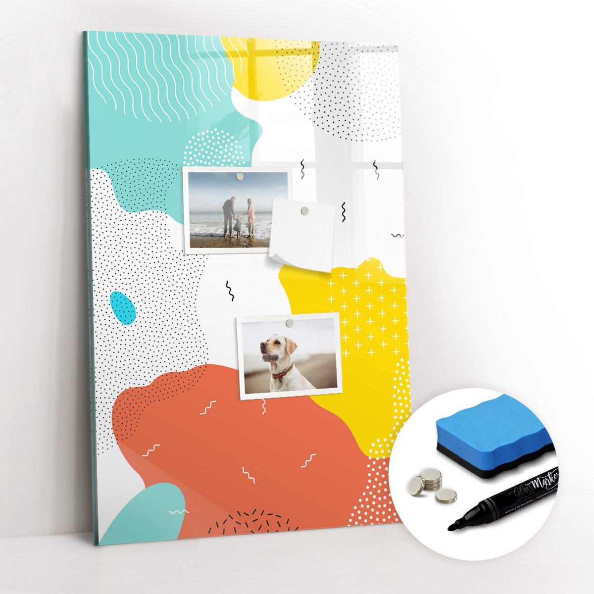 Tulup Whitebord - Abstracte krabbels - 40 x 60 cm - Veelkleurig Foto Magneetbord - Gratis 5 Sterke Magneten + Whiteboard Marker & Wisser - Wanddecoratie Kantoor - Magnetisch Bord - Inspiratiebord Kantoor