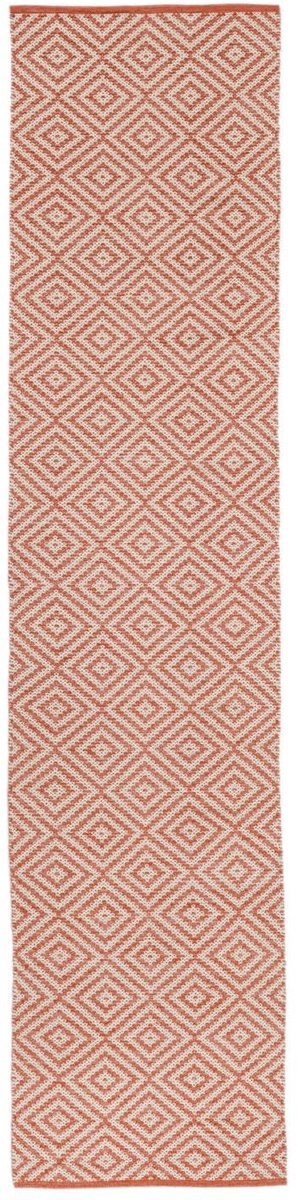 Vloerkleed, Kelim Modern, 80 x 350 cm, Rechthoekig, Laagpolig, Woonkamer, Slaapkamer, Hal, Alleen chemisch reinigen, Care & Fair gecertificeerd, Coral/Wit