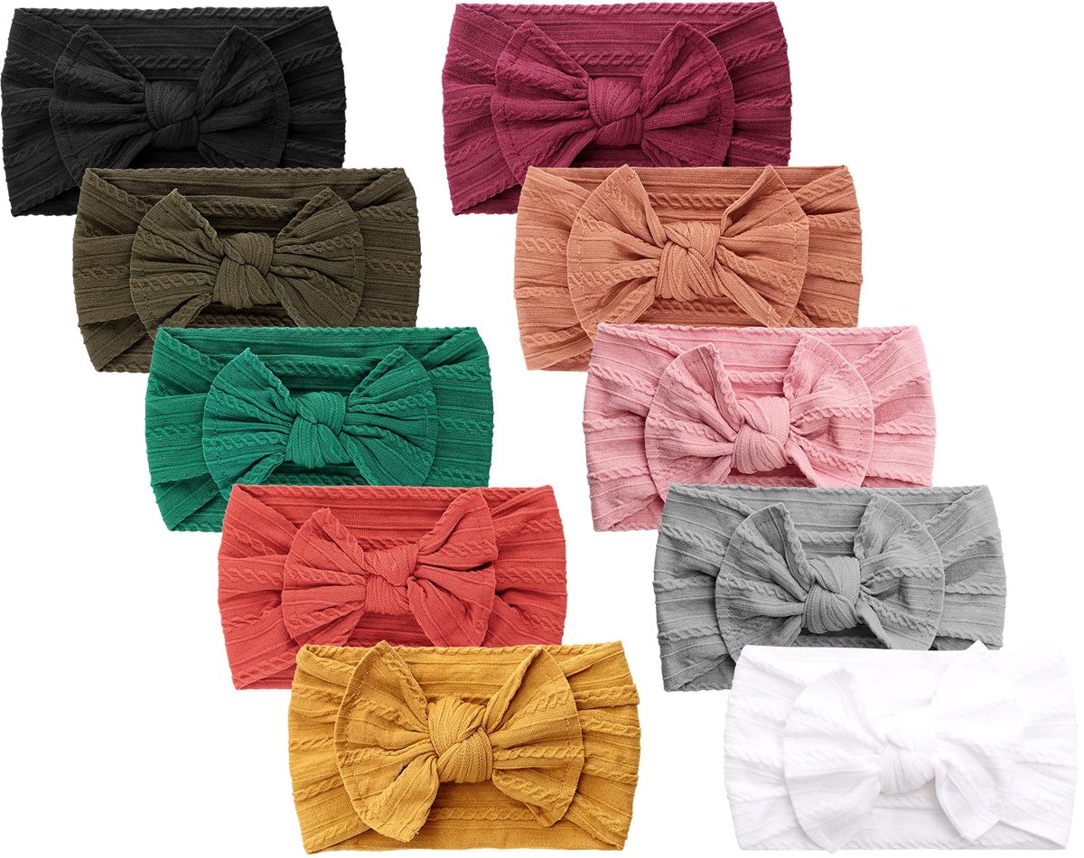 10 Pack Baby Hoofdbanden voor Meisjes Pasgeboren Baby Nylon Hoofdbanden met Bows Haar Accessoires