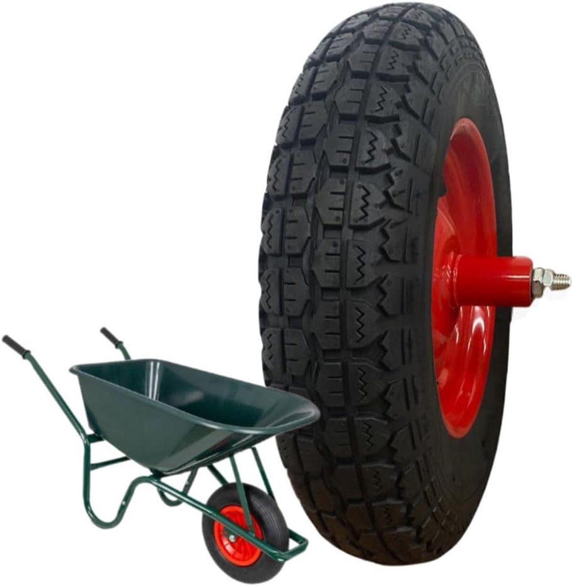 Vervangingswiel Kruiwagen - Stevig Wiel - Transport Werk - Massieve Rubberen Band - 3.50-8 - Zwart