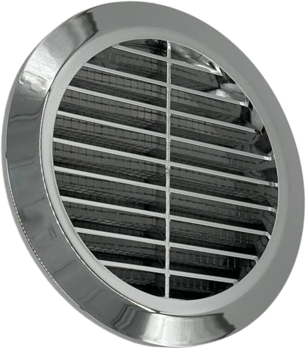Ventilatierooster Rond - Afvoerlucht Rooster - Luchtcirculatie Verbeteren - Met Insectennet - Ø 100 mm - Zilver