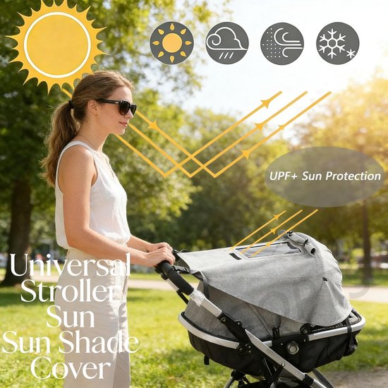 Zonnezeil voor Kinderwagen met UV Bescherming 50+ en Waterdicht van Merkloos — afbeelding 2