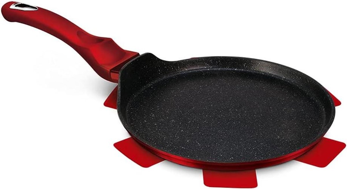 Pannenkoekenpan - Koekenpan Pladijspannen - Lekkere Pannenkoeken Bakken - Energiezuinige Turbo Inductie - 28 cm Diameter - Bordeauxrood
