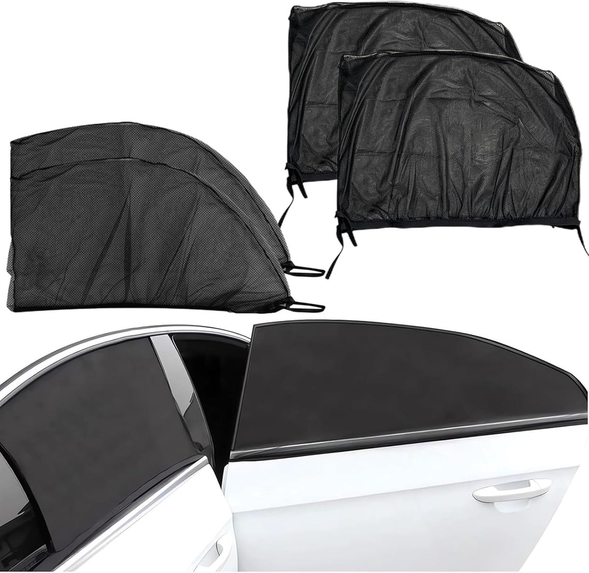 4-delige set UV-bescherming auto baby zonwering kinderen auto UV-bescherming autoruit verminderen hitte en UV-straling geschikt voor 98% van de auto's