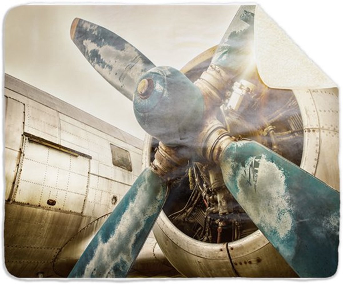 Fleecedeken Vliegtuig propeller, Materiaal: Sherpa, Polyester Afmetingen: 147x97cm