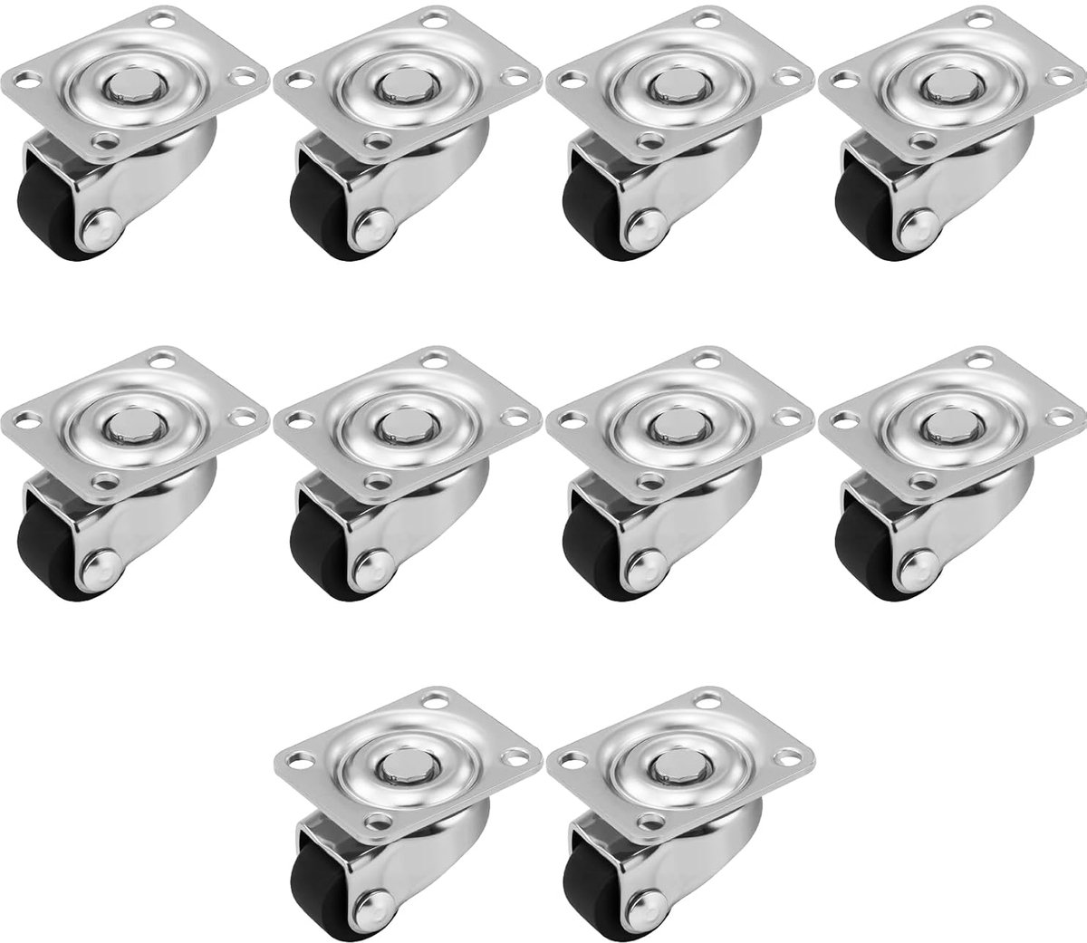 Zwenkwielen, 10 stuks, 12 mm, 360 graden zwenkwielenset, met kogellagers voor kleine meubels, keukenapparaten, emmer, geruisloos