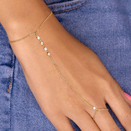 Tennisarmband met moissaniet, bezet met 5 mm laboratoriumgekweekte moissanietstenen. De armband is verguld met 18K roségoud en in lengte verstelbaar. Een uitstekend sieraad als cadeau. — afbeelding 3
