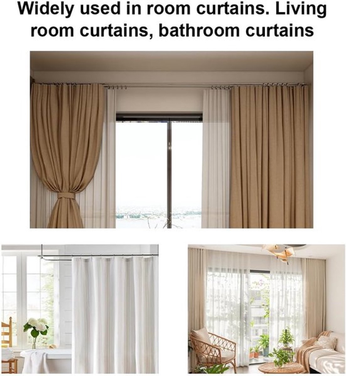Gordijnringen met haken - 50 stuks, metaal en kunststof, voor douche