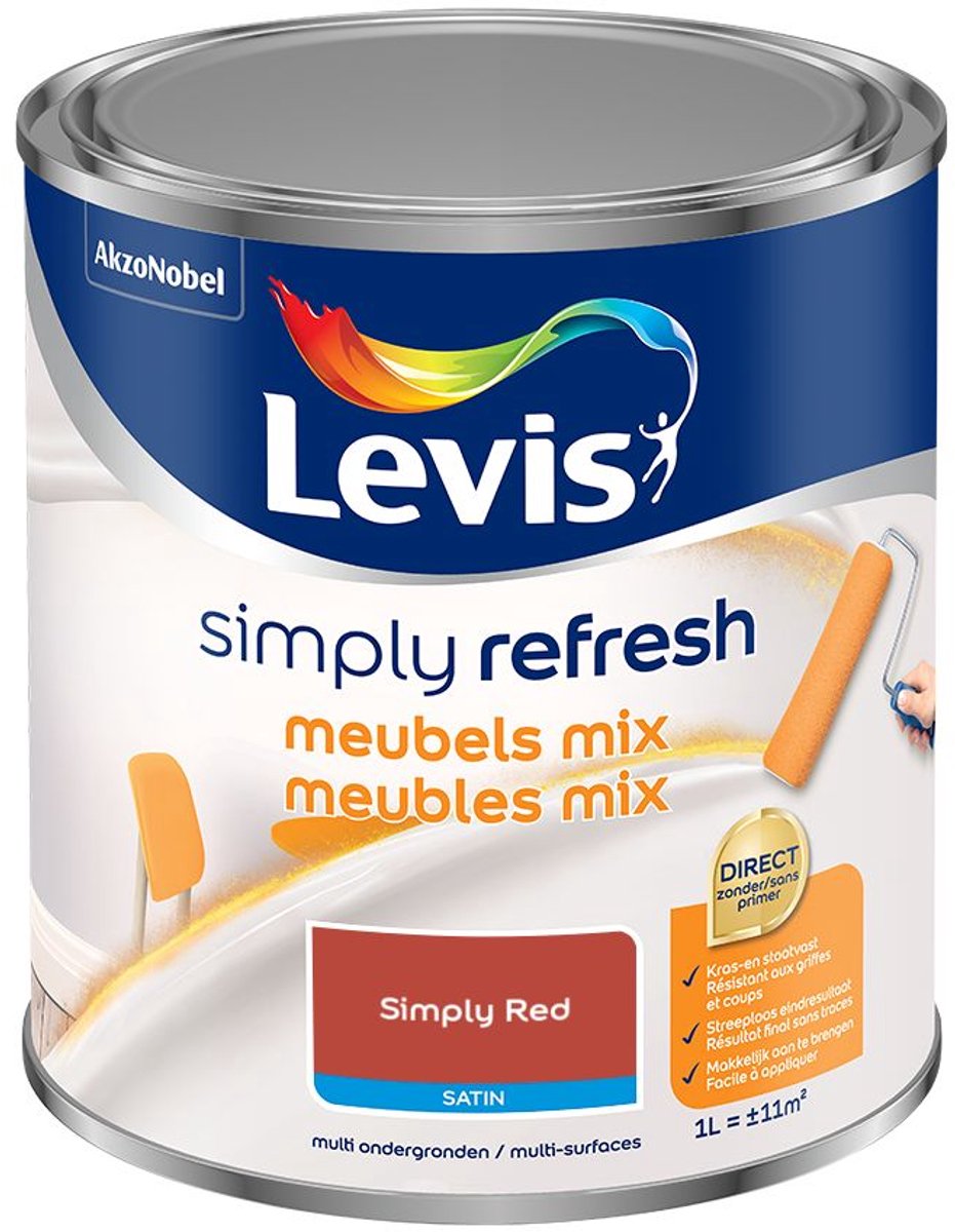 Levis - Simply Refresh Meubels Satin Mix - Simply Red - Mengverf - 1 L