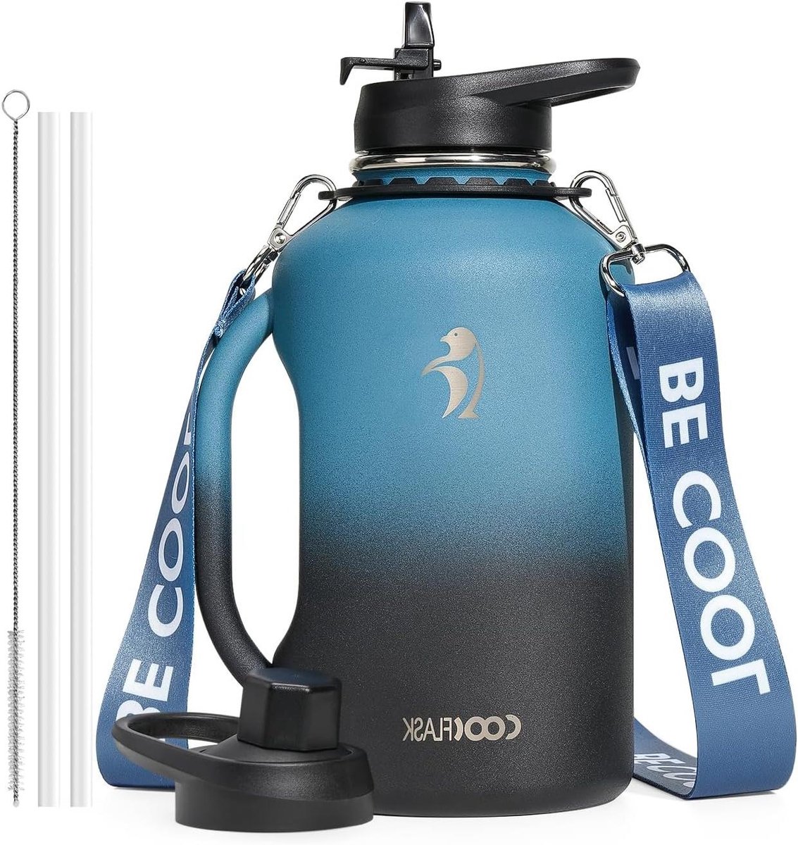 Geïsoleerde Waterfles - Thermosfles Grote Fles - Hydratatie Onderweg - Dubbelwandig Vacuümgeïsoleerd - 1.9 Liter - Pruisisch Blauw