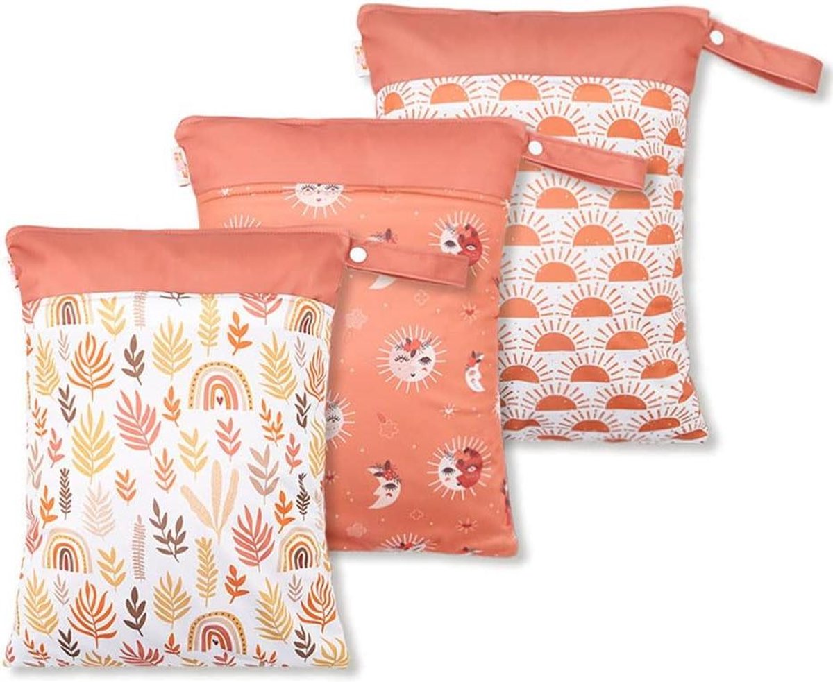 Herbruikbare Luiertassen - Wettas Opbergtas - Baby Verzorging - Waterdicht TPU Materiaal - 30 x 40 cm - Roze Tuin
