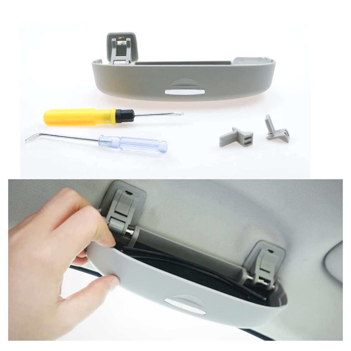 Zonnebrilhouder brillenkoker voor Toyota Yaris Cross 2021 2022 2023 2024 2025 SUV auto brillenhouder auto brillenkoker houder brillenetui kooi Yaris Cross accessoires (grijs)
