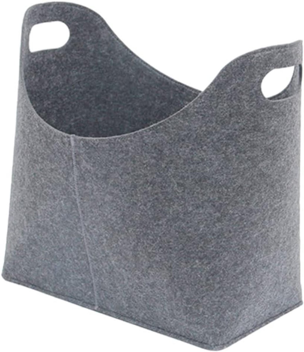 Houthaard Opbergmand - Houtmand Mand - Haardhout Opslag - Opvouwbaar Vilt - 39x22x34cm - Grijs