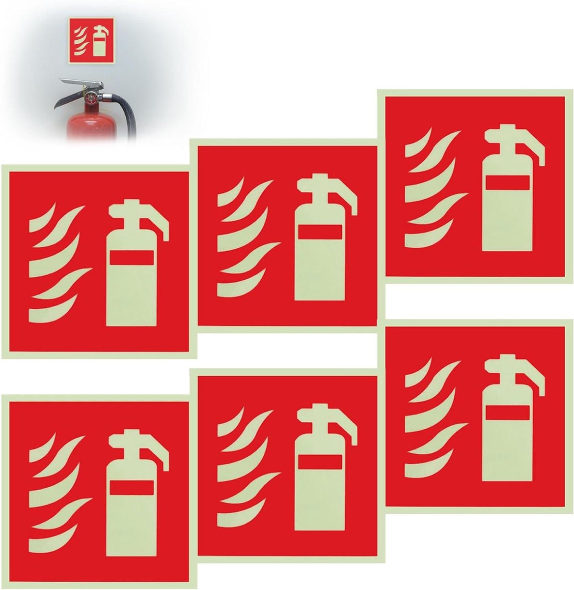 Brandblusser Sticker - Veiligheidsbord Brandblusser - Veiligheid Aangeven - Duidelijke Signaalkleur - 15 x 15 cm - Rood