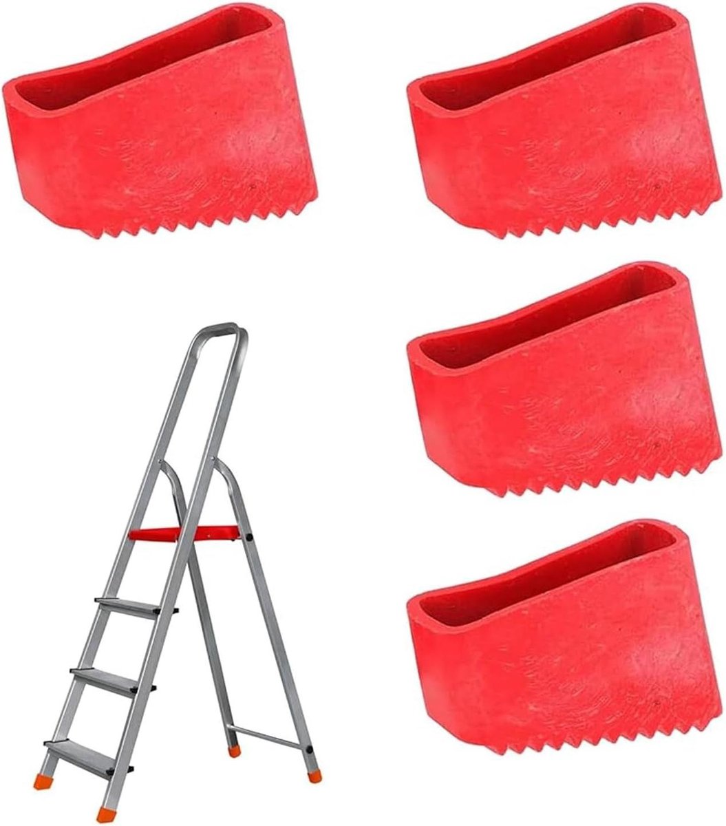 Laddervoeten - Ladderdoppen Reservepoten - Veilig Werken - Antislip Rubber - 5.5 x 3.8 cm - Rood