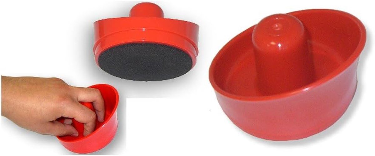 Airhockey Handvat - Pusher Tafelspel - Spel Spelen - Ergonomische Vorm - 95 mm Diameter - Rood