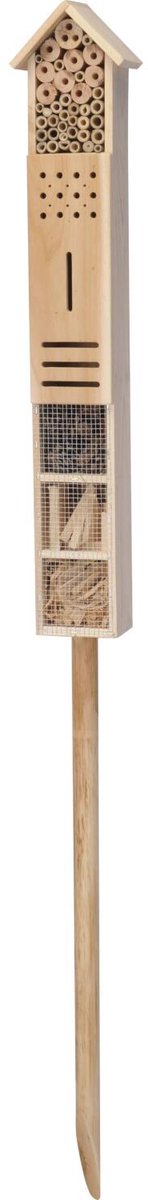Pro Garden Insectenhotel Pilaar - hout - naturel - 14 x 10 x 81 cm - bijenhotel / Insectenhuis