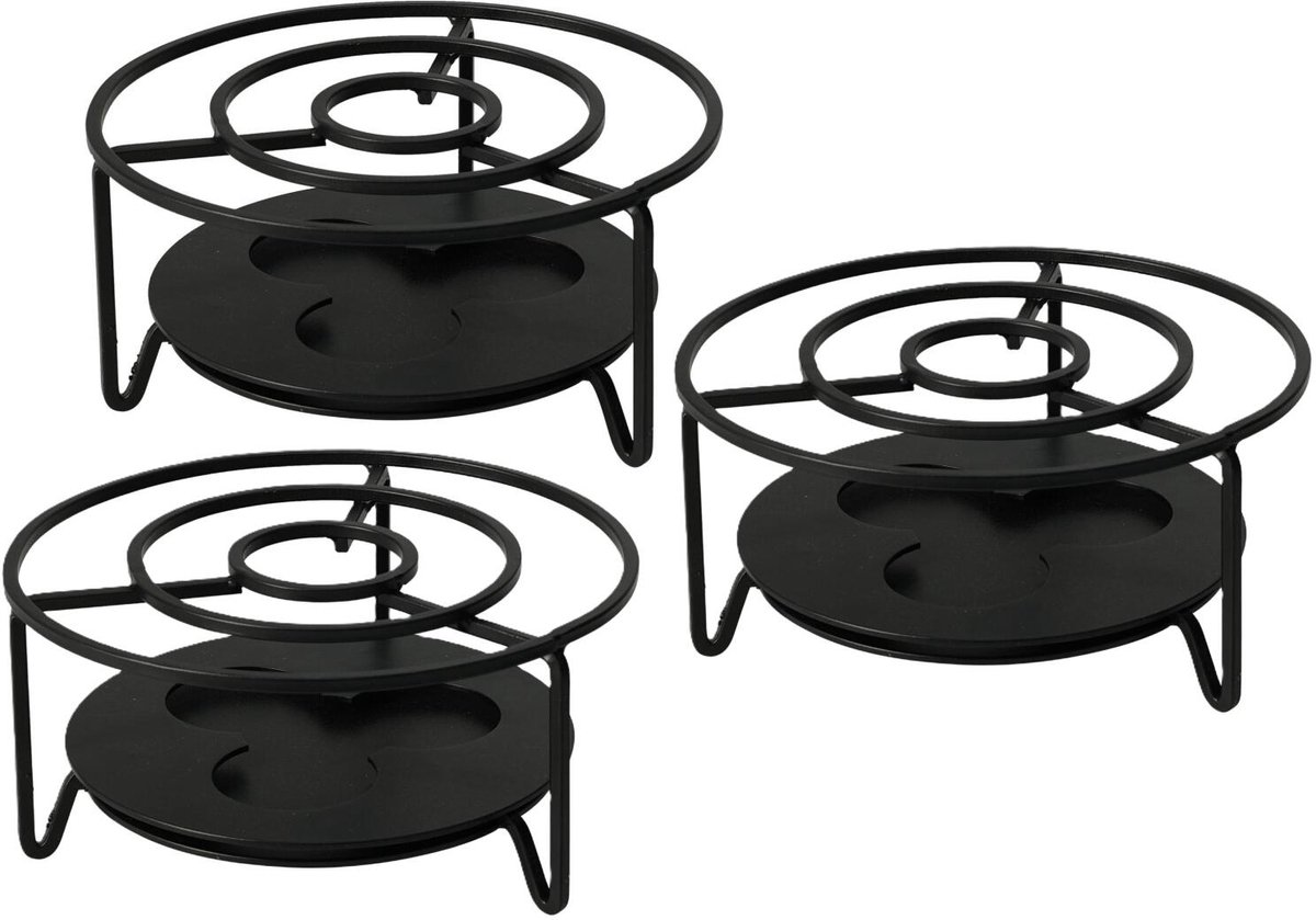 Excellent Houseware Rechaud warmhoudplaatje D16 cm - 3x - RVS - voor theepotten/pannen - warmhouder - rechaudplaat - saus warm houden