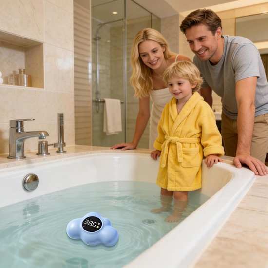 Wash Temperature Meter, Floating Waterproof Thermometer, Cloud Design Led Indicator, Accurate Water Heat Detector, Smart Digital Wash Monitor, Premium Bathroom Safety Device, Kids Children — afbeelding 3