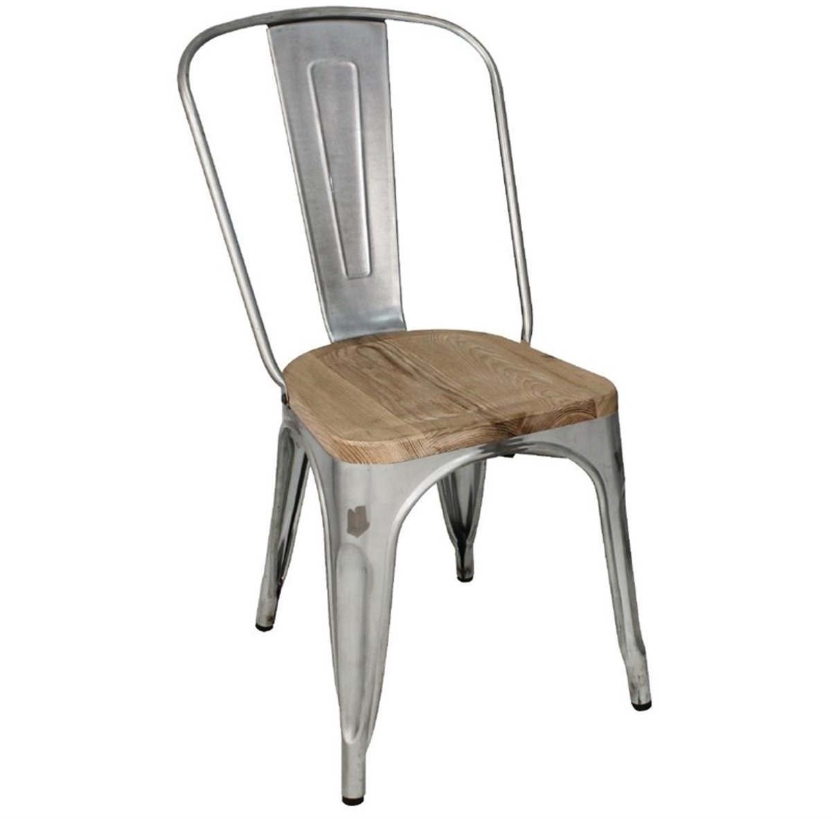 Bolero Bistro Gegalvaniseerd Stalen Stoelen Met Houten Zitting (4 Stuks) - Bolero GM642 - Horeca & Professioneel Bruin; Grijs