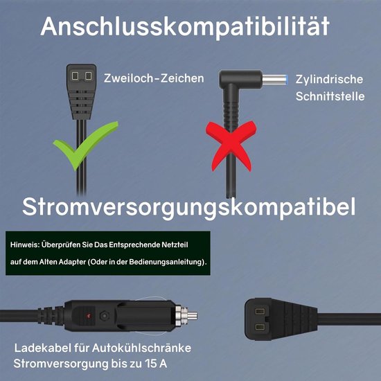 Koelbox Kabel - 12 Volt Adapter - Auto Koeling - Stroomvoorziening - 180 cm - Zwart — afbeelding 2