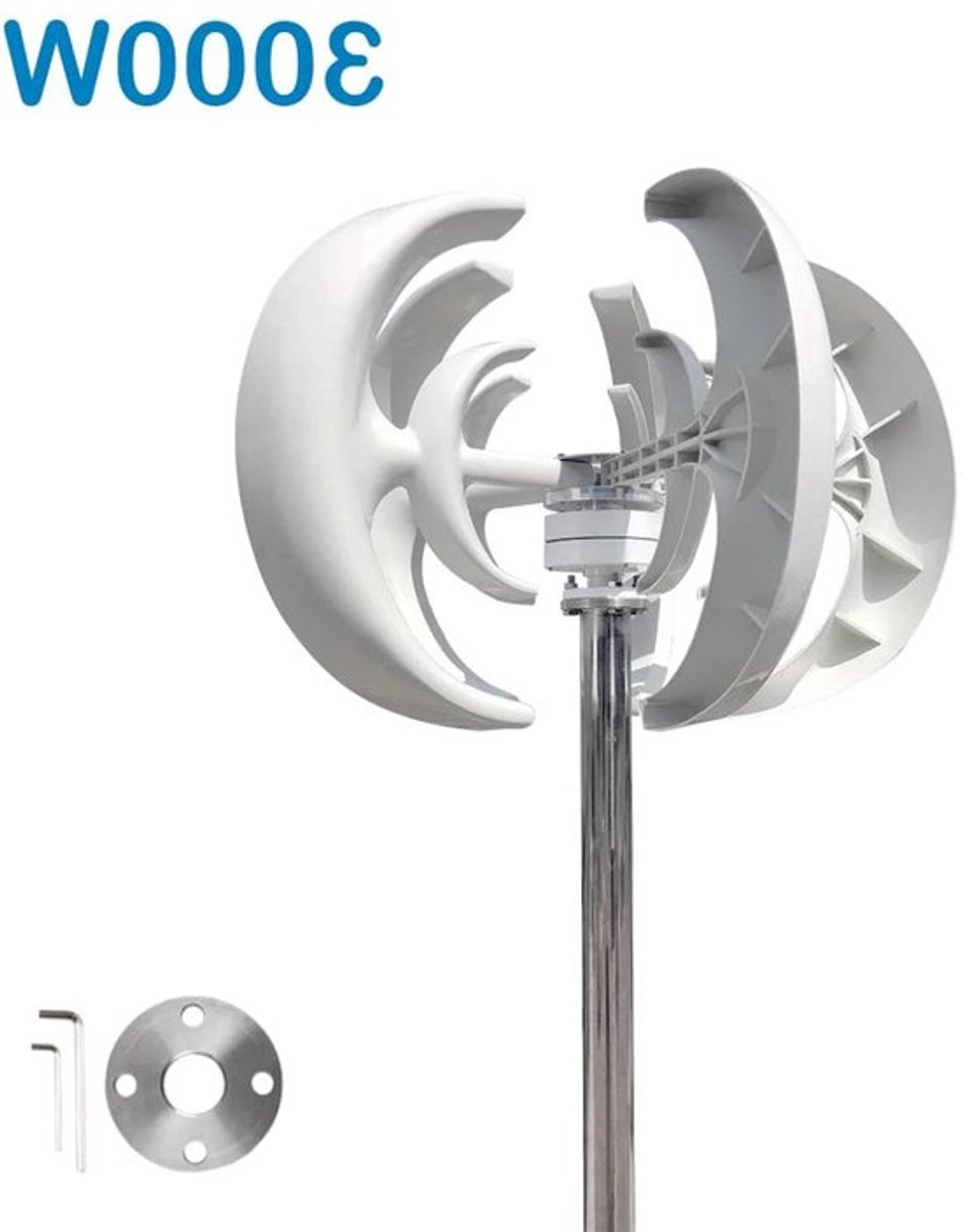 3000W Verticale Windturbine – Windgenerator – Turbine – Windmolen – Windenergie Generator – 48V Variant – Stil Geluid – Weerbestendig Aluminium
