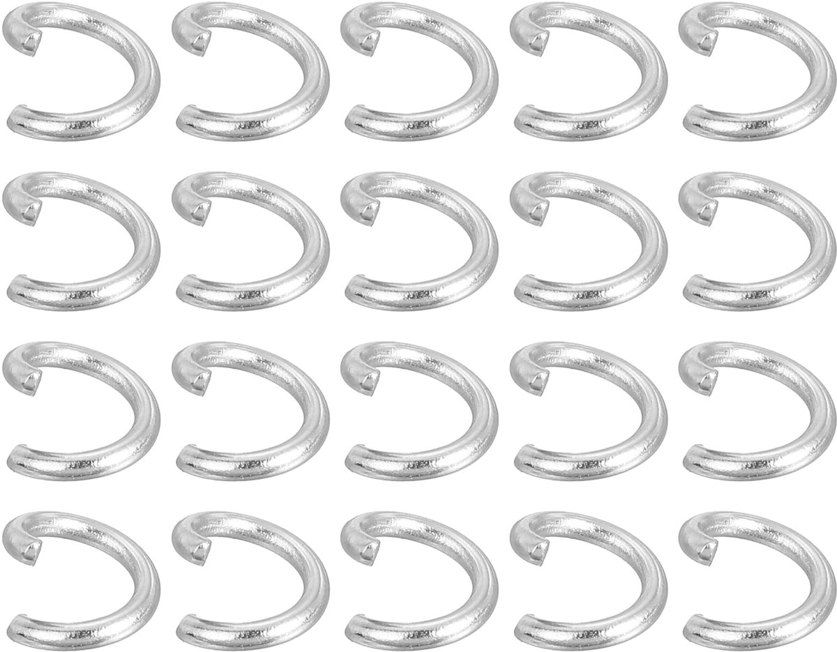 Springringen, 6 mm O-ringen van roestvrij staal, open ring, sluiting voor het maken van sieraden en reparatie, zilver