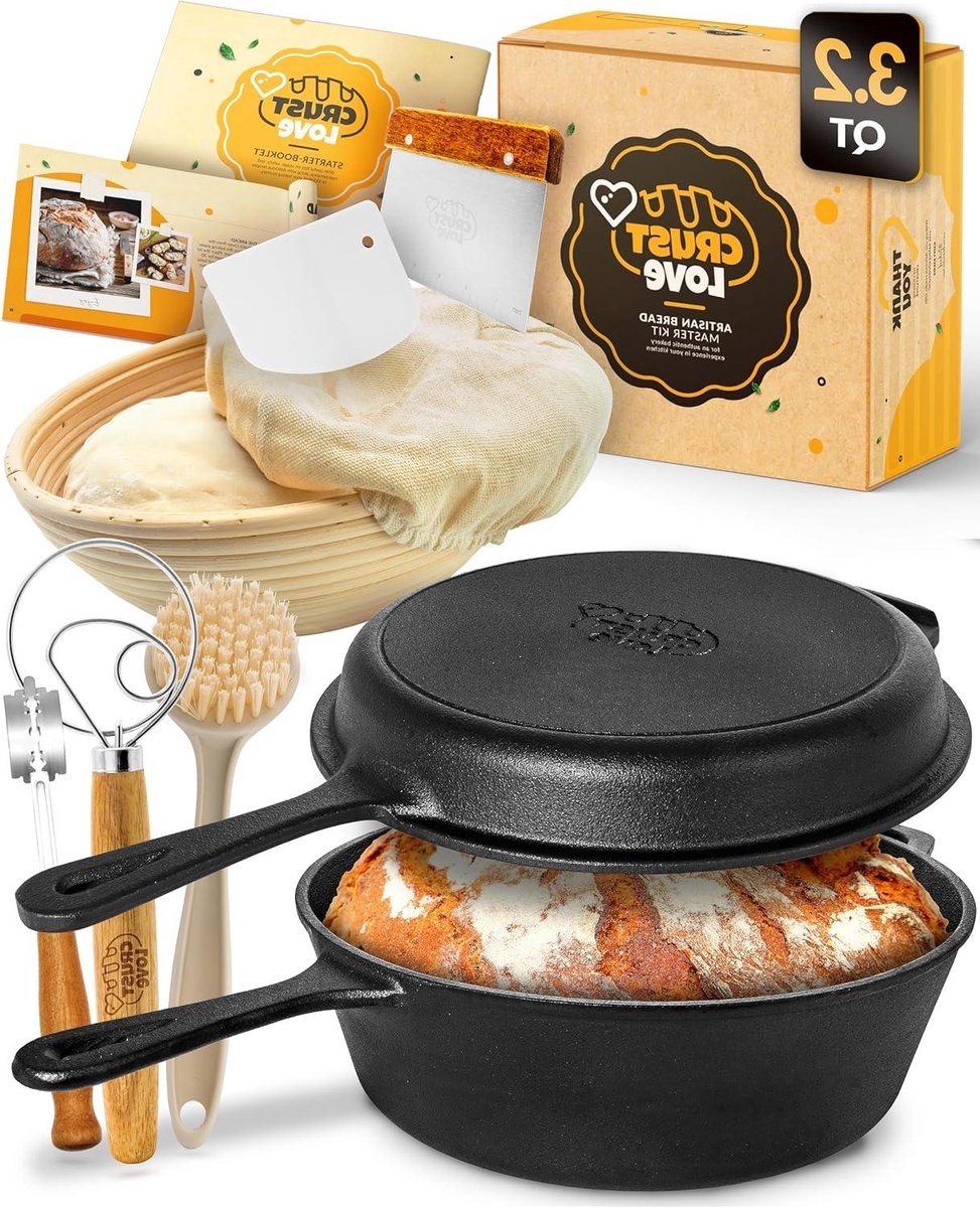 Gietijzeren Pan - Broodbakpan - Brood Bakken - Hoge Kwaliteit Gietijzer - 3.2 Liter - Zwart
