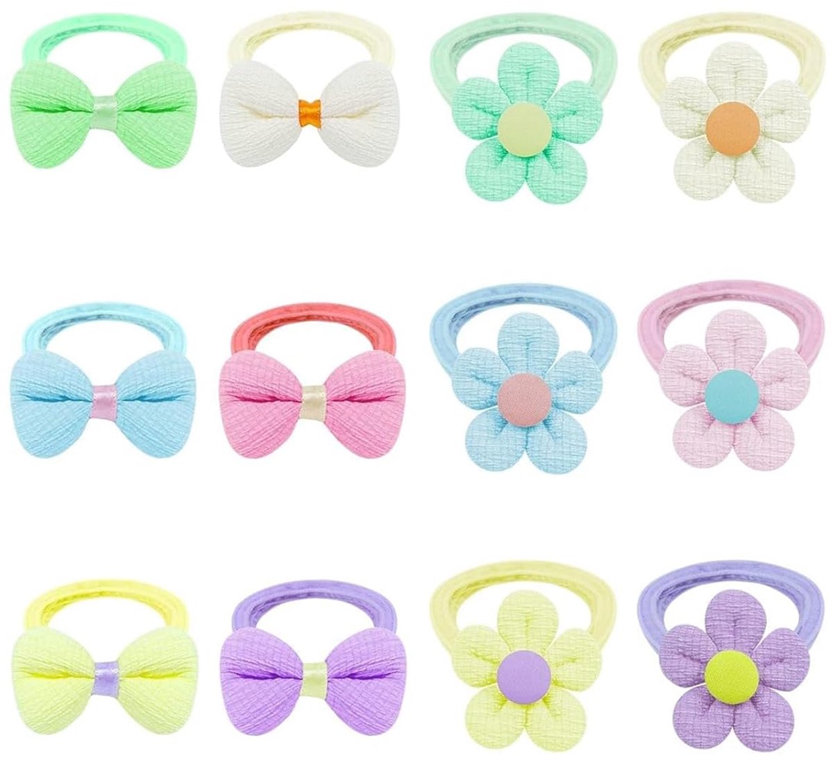 12 stuks babyhoofdbanden, kleurrijke bloemenhoofdbanden, zachte haarbanden, naadloze paardenstaart-clips voor baby's, peuters en meisjes