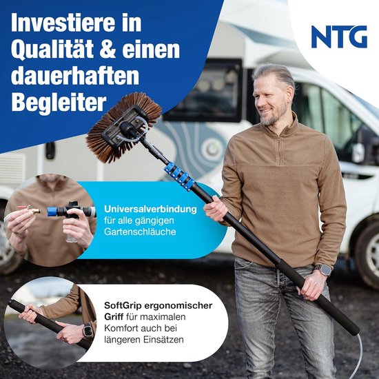Telescopische Wasborstel 7 Meter met Wateraansluiting - Zachte Borstelharen voor Ramen en Zonnepanelen van Merkloos	 — afbeelding 4