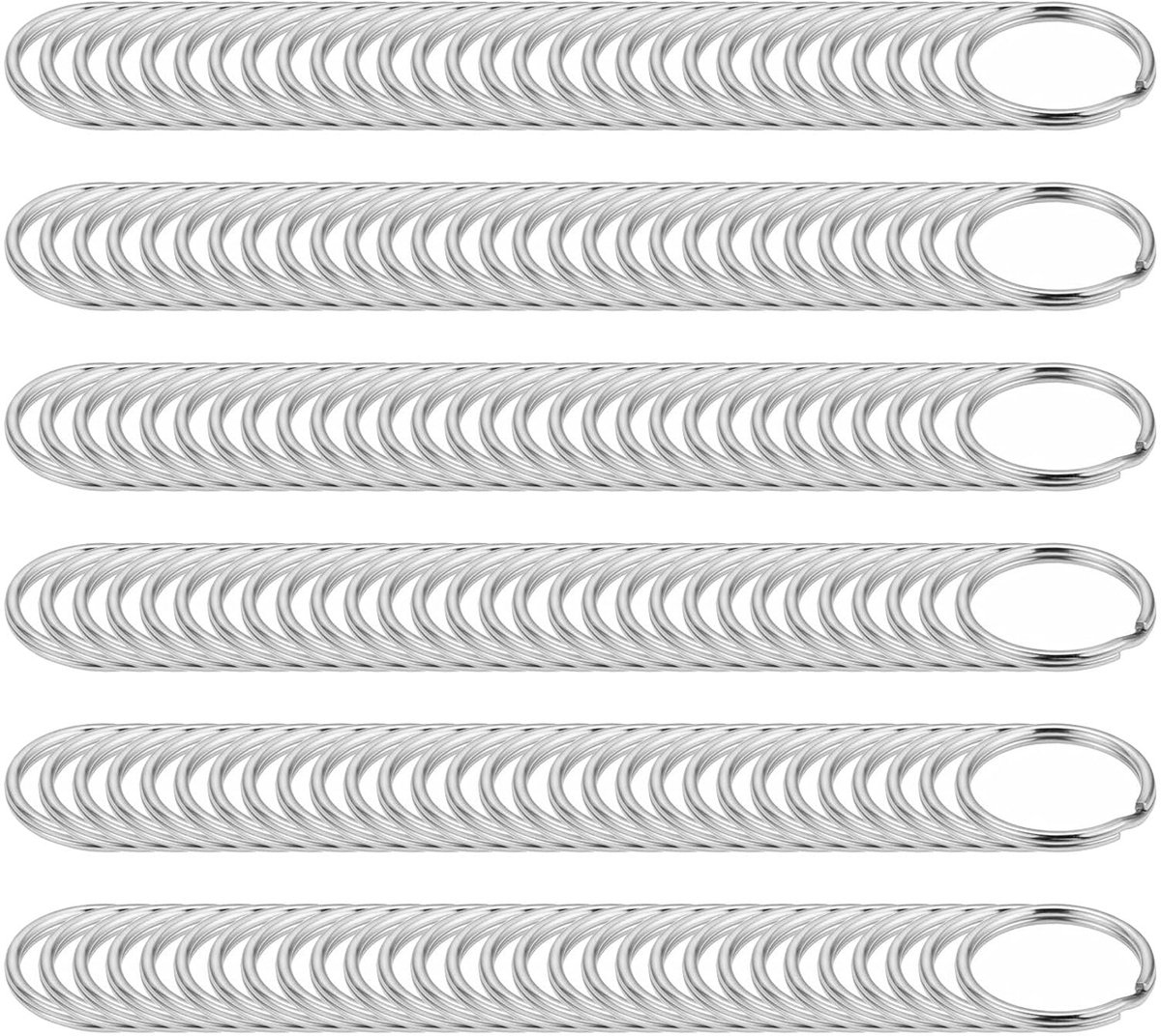 200 stuks 20 mm sleutelringen, sleutelhangers met dubbele lussen, verbindingsstukken voor sieraden, armbanden, kleine metalen ringen, oorbellen, knutselen (zilver)