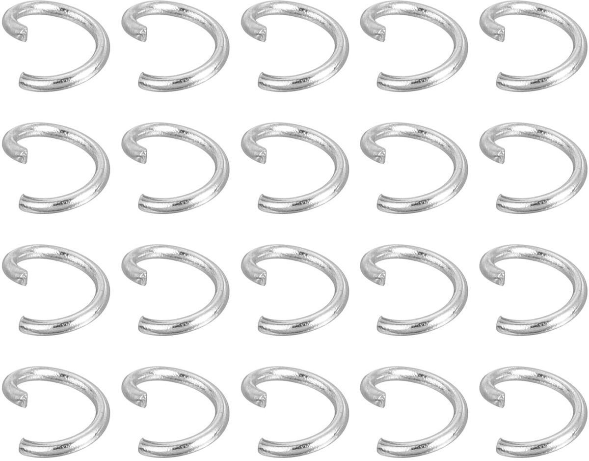 Springringen, 5 mm O-ringen van roestvrij staal, open ring, sluiting voor het maken van sieraden en reparatie, zilver