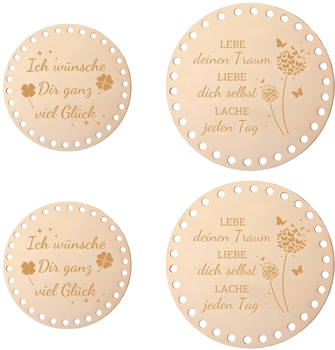 Mandbodem om te haken, houten vloer voor haakmand, 15/20 cm, rond, natuurlijke houten bodem om te haken, mand haken, geschikt voor doe-het-zelf handtas, mand, weefbenodigdheden