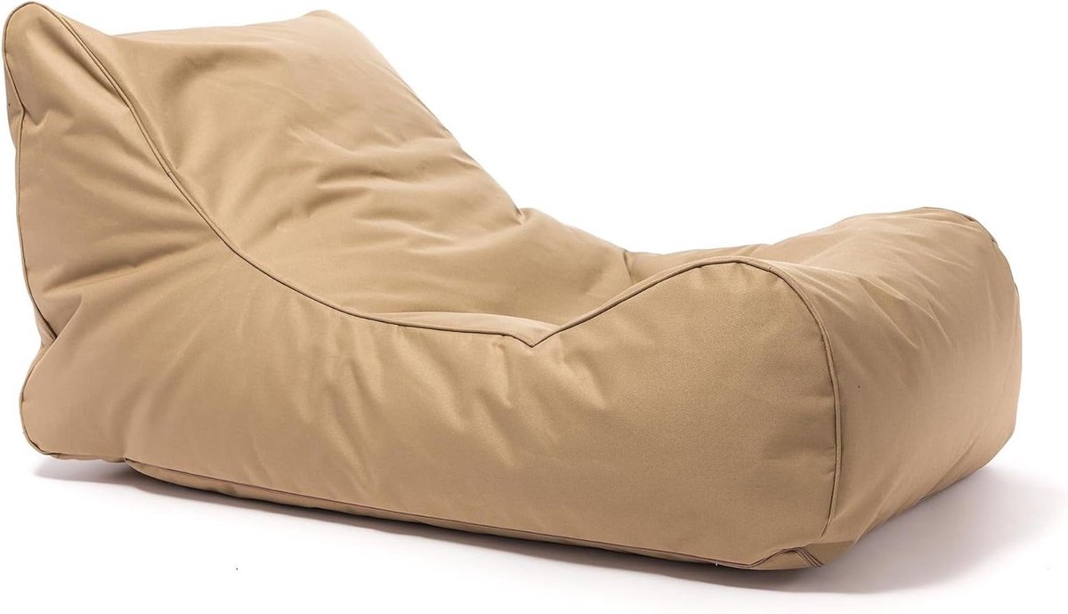 Zitzak Fauteuil - Loungestoel Outdoor - Ontspannen Buiten - Met Opbergvak - 115x65x60cm - Beige