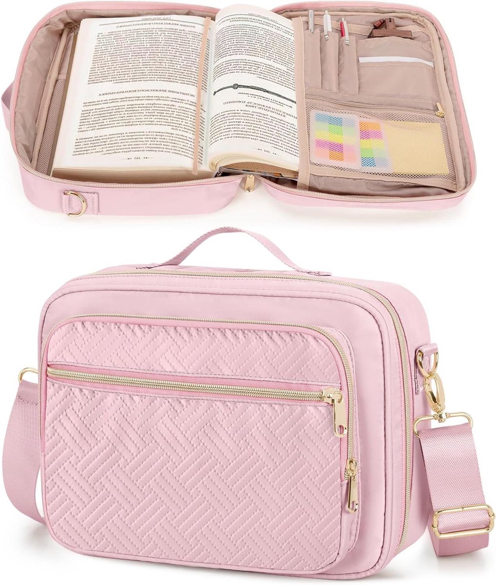 Bijbelhoes - Boekentas - Bijbel meenemen - Grote capaciteit - 12 inch - Roze