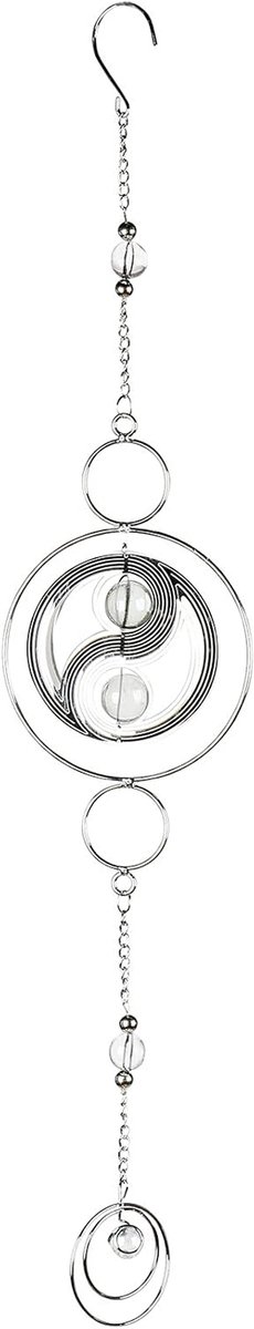 Decoratie hanger - Yin Yang symbool - Woonkamer decoreren - Groot formaat - 58 cm - Zilver
