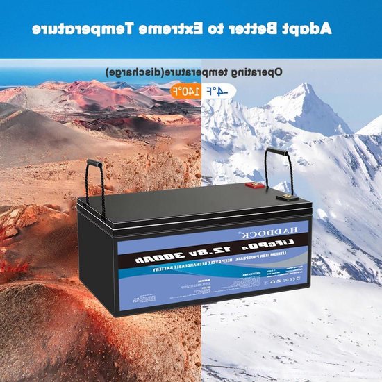 Lithium Accu - LiFePO4 Batterij - Energie Opslag - 5000+ Laadcycli - 12V 300Ah - Zwart